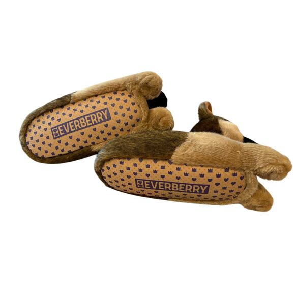 Everberry German Shepherd Furry Dog Slip On House House Slippers Women’s SZ 7-9 - Picture 3 of 10
